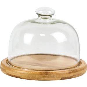 Glass Dessert Dome with Base, Mini Decorative Cake Tray with Glass Dome Cover, 5.9" Cake Fruit Display Server Tray for Kitchen, Birthday, Wedding, Appetizer Dessert and Cheese Serving Platter