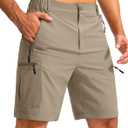Pudolla Men's Hiking Cargo Shorts 9" Lightweight Outdoor Work Shorts for Men Travel Golf Camping Casual with 5 Zipper Pockets(Dusty Khaki X-Large)