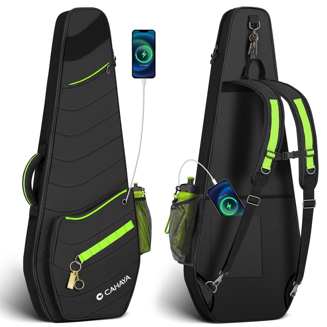 CAHAYA Guitar Bag Electric Case - 0.47in Thick Padding 5 Pockets Electric Guitar Gig Bag with Back Hanger Loop Electric Backpack with Adjustable Shoulder Strap Compatible with ST LP TELE