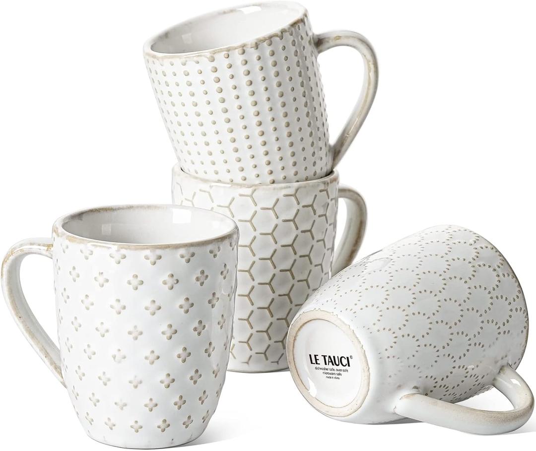 LE TAUCI Espresso Cups 6 oz, Ceramic Demitasse Cup, Small Coffee Mugs for Double Shot, Latte, Cappuccino, Lungo, Kids Mugs With Handle, Suit For Housewarming - 2.7 inch, Set of 4, Arctic White, Full:6 oz