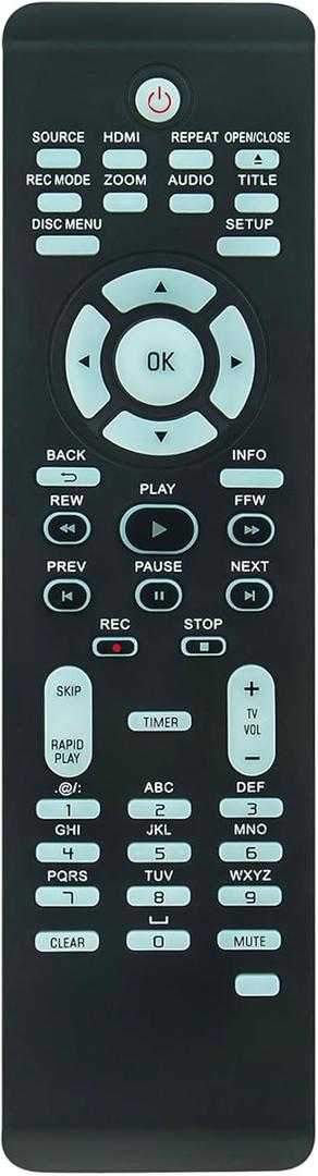 Replacement Remote Control Applicable for Philips Digital Video Disc Recorder DVDR3475 DVDR3475/37 DVDR3475/37B