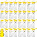 Thenshop 32 Pack Honey Bear Bottle with Straws Empty Plastic Cup Honey Jar Containers Bear Shaped Squeeze Bottle Storing and Dispensing Yellow Flip Top Lid Assistive Cups(6oz)