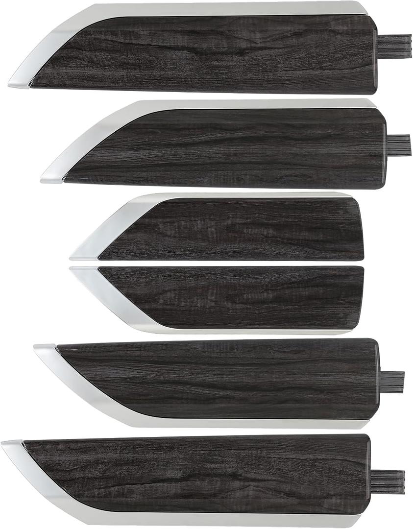 Door Trim Molding Kit Gray Wood Grain 6pcs for Interior Door Panel & Center Console Compatible with Chevy Silverado GMC Sierra Truck Door Accessories Parts