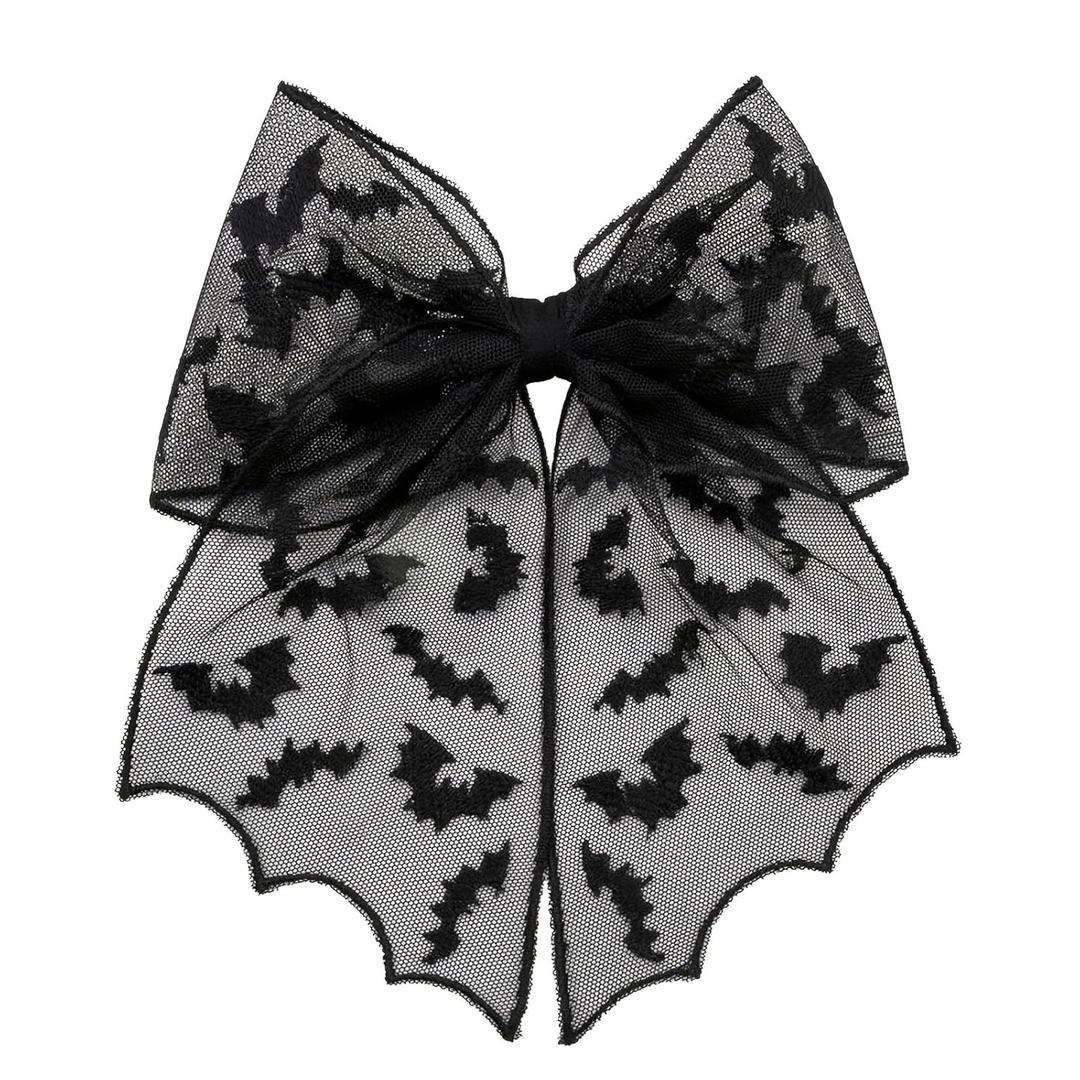 6 x Halloween Bat Bow Hair Clips Black Bat Hair Bows Hair Barrettes Bats Mesh Tulle Hair Pins Halloween Hair Accessories for Women Girls