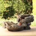 Alpine Corporation 20" Long Indoor/Outdoor River Rock Waterfall Tabletop Fountain with LED Lights