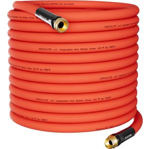 3/4" Hot/Cold Garden Water Hose 100 ft, -50-190,Flexible & Lightweight With 3/4" Brass Fittings for Yard, Outdoor, Farm, Red