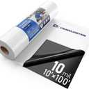 Crawl Space Vapor Barrier - 10 mil (10' x 100'), Thick Plastic sheeting, Drop Cloth Moisture Barrier Covering for Crawl Space Encapsulation, Heavy Duty Polyethylene Film, Black and White Panda Film