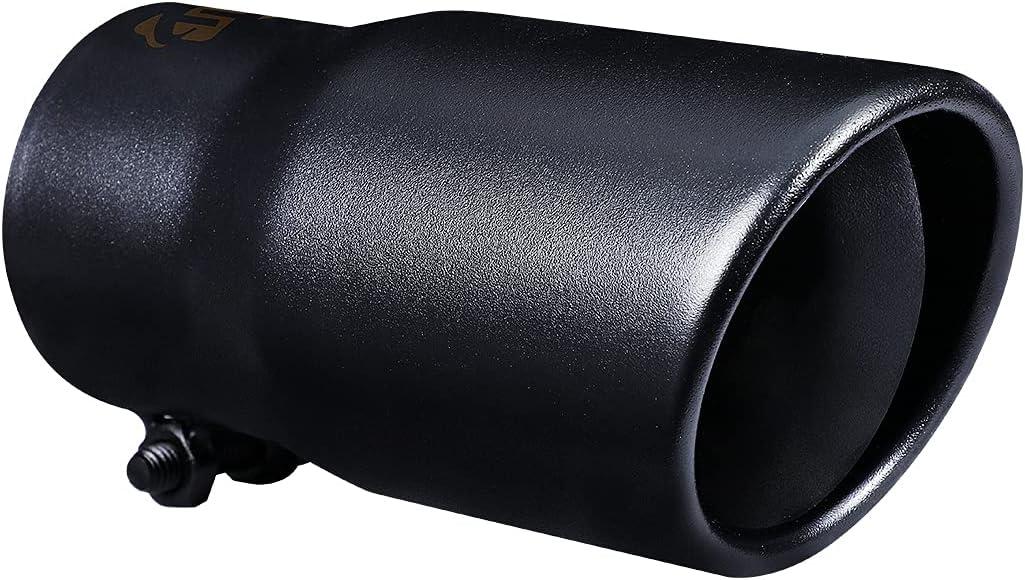 Black Exhaust tip -2.5'' Inlet Bolt on Design- Black Coated Stainless Steel Car Muffler Tips 2.5" ID x 3'' OD x 6"L