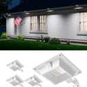 4 Pack White Solar Powered Gutter Lights Outdoor Decorative Waterproof 12 LEDs Yard Lamp for Lighting Fence, Railing, Outside Wall, Deck, Garden, Path, Backyard, Walkway, Patio, Holeless Installation