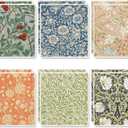 Whaline 12 Pcs William Morris Floral Swedish Dishcloths Vintage Greenery Flower Kitchen Towels Reusable Cotton Absorbent Dish Towels for Home Housewarming Cleaning, 7 x 8 Inch