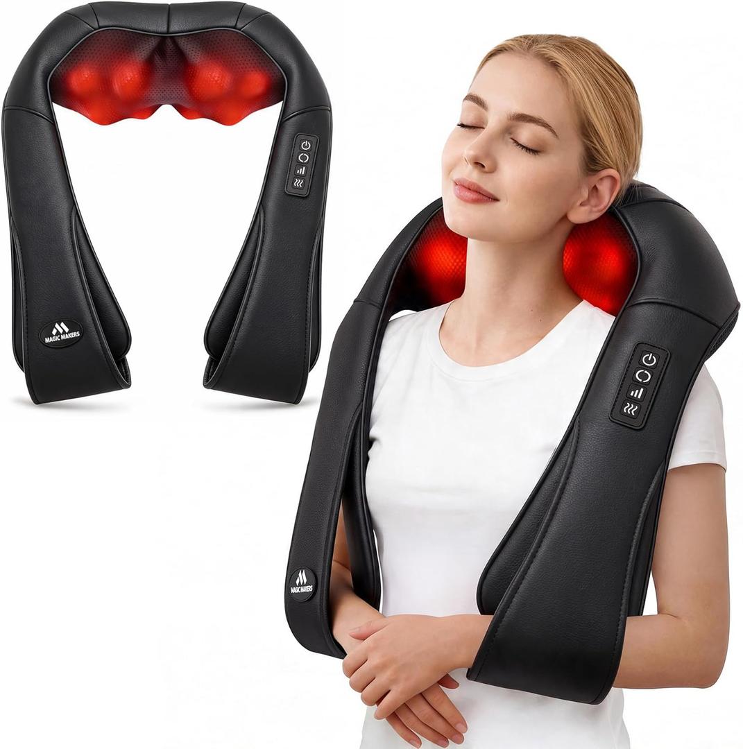 Neck Massager for Pain Relief Deep Tissue with Heat - Shiatsu Back and Shoulder Massage, Mothers Day Gifts for Mom Wife Women Her, Dad Men Him, Christmas, Fathers Day, Plug-in Use for Home Office Car