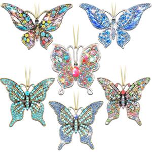 Junkin 6 Pcs Butterfly Christmas Ornaments Butterfly Hanging Ornaments Gifts for Women Christmas Tree Decorations Colorful Keepsake Gift Decorative Ornament for Girl Sister Mom