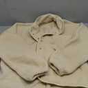 ReachMe Womens Sherpa Jacket Casual Lapel Button Down Cropped Fuzzy Fleece Jackets Long Sleeve Winter Coats with Pockets L Beige