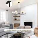 37" Black Dining Room Light Fixture, 6-Lights Modern Chandeliers with White Fabric Shade, Classic Farmhouse Ceiling Light Hallway Pendant Lighting for Kitchen Island Living Room Bedroom Entryway Foyer