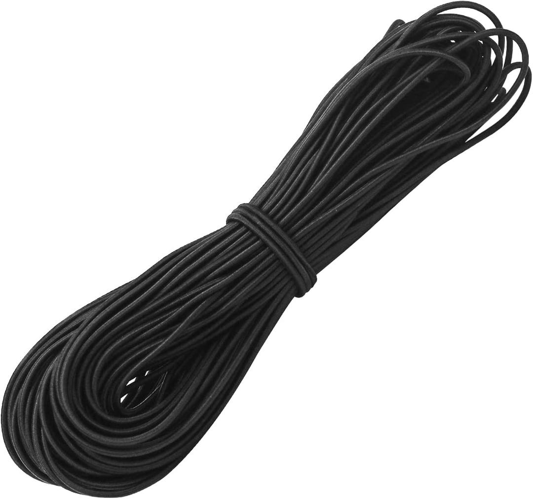 1/8" Bungee Shock Cords with Hooks,65 Feet Elastic Nylon Cords Kayak Stretch String Rope for Bikes,Tie Downs,Boating,Camping,Sunshades,Fitness and Outdoor Enthusiasts (1/8 inch x 130 feet, Black)