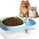 2 in-1 Double Dog Cat Bowls, Pets Water and Food Bowl Set, Automatic Cat Recirculating Live Water Dispenser, Feeding Drinking 81.16oz Big Capacity for Big and Medium Pets