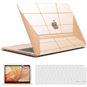 IBENZER Compatible with 2022 2021 2020 MacBook Air 13 inch case M1 A2337 A2179 A1932, Hard Shell Case&Keyboard Cover&Screen Film for Mac Air 13 with Touch ID, Crystal Clear, AT13CYCL+2