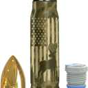 Deer American Flag Camouflage 17oz Stainless Steel Bullet Tumbler - Deer Hunting Gifts for Men - Unique Birthday Fathers day or Christmas Gifts for Hunters