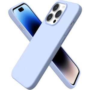 ORNARTO Compatible with iPhone 14 Pro Case 6.1, Slim Liquid Silicone 3 Layers Full Covered Soft Gel Rubber Phone Case Protective Cover with Microfiber Lining 6.1 inch-Baby Blue