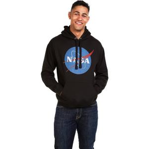 Popfunk Classic NASA Circle Logo Men's Hoodie with Front and Back Print (Black, XL)