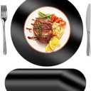 SHACOS 100Pcs Round Black Placemats, 13" Paper Place Mats Disposable for Dining Table, Charger Plates Table Mat for Christmas Dinner Party Wedding Birthday Banquet Table Setting Decor