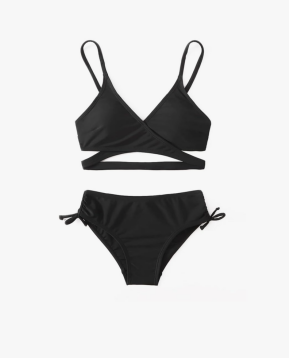 MIENOE Teen Girls' Swimsuits Two-Piece V-Neck Bikini Adjustable Shoulder Straps Swimsuit Kids Bikini with Chest Pad XXL Children's