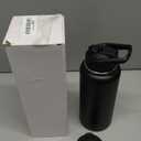 Insulated Water Bottle 32 oz with Straw, Metal Vacuum Stainless Steel Water Flask, Leak Proof & BPA-Free Sports Mens Water Bottle (2 Lids) for Gym,Hiking,Travel, Black