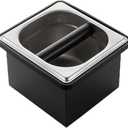 Coffee Knock Box, Stainless Steel Coffee Espresso Knock Box Coffee Grounds Bin with Noise Reduction Rubber Ring, Barista Espresso Machine Accessories (Medium)