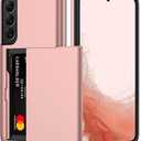 Nvollnoe for Samsung S22 Plus Case with Card Holder 5G 6.6 inch Slim Dual Layer Heavy Duty Protective Wallet Case for Galaxy S22 Plus (Rose Gold)