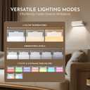 Wall Sconces Set of 2 Battery Operated, 360 Rotate Magnetic Rechargeable Wall Mounted Lamp with 3 Color Temperatures & 9 RGB Modes, Wireless Wall Lights for Bedroom, Picture, Living Room (A03-Black+White)