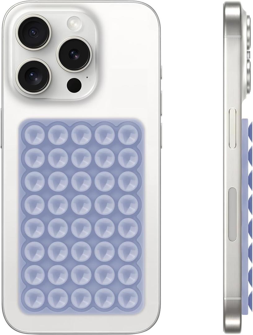 2 x Silicone Suction Cup Phone Case Mount, Hands-Free Strong Grip Holder for Selfies and Videos, Silicon Adhesive Phone Stand Sticky with Higher Suction Power for Cell Phone Lavender