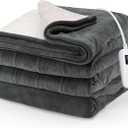 Sunbeam Royal Luxe Night Fog Heated Blanket 12-Heat Settings Auto Off Machine Washable, Grey, 50" x 60"