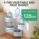 JAQ No Assembly Integrated Rotating Storage Cart, 4-Tier Rolling Storage Cart with Wheels, Solid Carbon Steel Onion Potato Storage, Kitchen Storage Cart, Vegetable Storage Cart, White, 13.19 x 29.52 x 13.5 inches