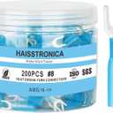 haisstronica 200PCS Heat Shrink Fork Terminals, 16-14 AWG, #8, Blue | Screw Access Without Full Removal, 3:1 Adhesive-Lined Seal, Fuse Block and Amplifier Wiring, Brazed-Seam Crimp Barrels