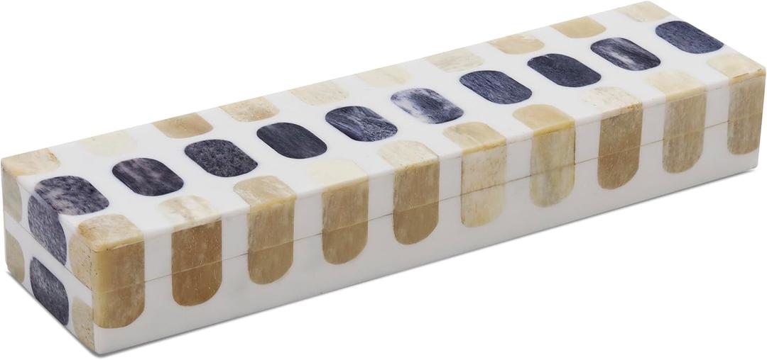 Handicrafts Home Decorative Remote Holder Box 10x2.5 Slim Organizer Box with Lid for TV Remotes, Coffee Table Dcor, Modern Shelf Box, Boho Home Dcor Accent, Black and White Decorative Storage Box