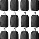 Travel Shoe Bags, Set of 12, Large Oxford Fabric Storage Bags with Zipper and Handle, Water-Resistant Pouches (Black)