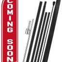 Remagr Coming Soon Windless Feather Banner Swooper Flag Sign 15 ft Tall Stand Coming Soon Advertising Flag Sign with Pole Kit and Fiberglass Ground Stake for Outside