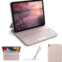 HOU keyboard Case for iPad 10th Generation/iPad 11th Generation 11 inch A16 2025  Smart Folio, Ultra Slim, Magnetic Charging, Adjustable Angle (pink)