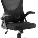 VECELO High Back Mesh Office Desk Chai with Lumbar Support & Headrest, 360° Swivel Wheels, Flip-up Armrest, Height Adjustable