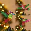 Christmas Tree Topper 3Pcs Red Funny Bird Glass Tree Topper Hummingbird Outdoor Christmas Tree Decor for Home Xmas Holiday New Year (Green)