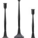 Gold Candlestick Holders Decor - Candle Holder Meatl Taper Candle Holders Sticks Holder Centerpiece Wedding Table Decor for Home Christmas, Wedding, Dinning, Party, AnniversarySet of 3 (Black)