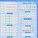 Soulchen 1.2in American Mahjong Tiles Set with Noise Reducing Mat 168 Acrylic Engraved Mahjong Game Tiles with Portable Storage Bags and 4 Dice for Adults Family Friends Collection Travel Game(Blue), 31.5 x 31.5 x 2 inches