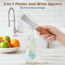 2PCS Multifunctional Vegetable Peeler, 2-in-1 Multifunctional Stainless Steel Peeler, Zero Snag Wooden Peeler, Potato Fruit Pumpkins Kitchen Peelers with Bottle Opener