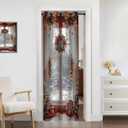 Christmas Doorway Curtain Garlands Wreaths Stars Christmas Ball Room Darkening Blackout Curtain for Kids Boys Girls Teens Room Decor, 1 Panel 34" W X 80" L