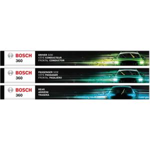 BOSCH B36012 360 Complete Vehicle Wiper Blade Replacement - Includes Front Beam Blades (Pair) + Rear Wiper Blade (1) - 22"/21"/11"