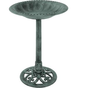 Pure Garden 50-LG1072 Green Resin Bird Bath with Antique Design-Patina