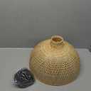 Rattan Wicker Pendant Light 15.75in Hand-Woven Bamboo Lighting Fixture, Boho Hanging Dome Lights Chandelier for Dining Room Kitchen Island Lobby Restaurant Hallway Bedroom