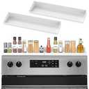 30" Magnetic Stove Top Shelf Spice Rack,2 Pack 15" kitchen Seasoning Organizers Storage Gadgets Spice Rack Over The Stove Shelf Metal (White-2 Pack 15")