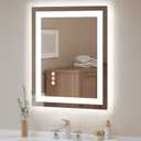 USHOWER LED Bathroom Mirror 24x36 Inch Tempered Glass - Frameless LED Backlit Lighted Mirror for Bathroom Vanity with Anti-Fog, 3 Colors Dimmable, Memory Function, Wall-Mounted