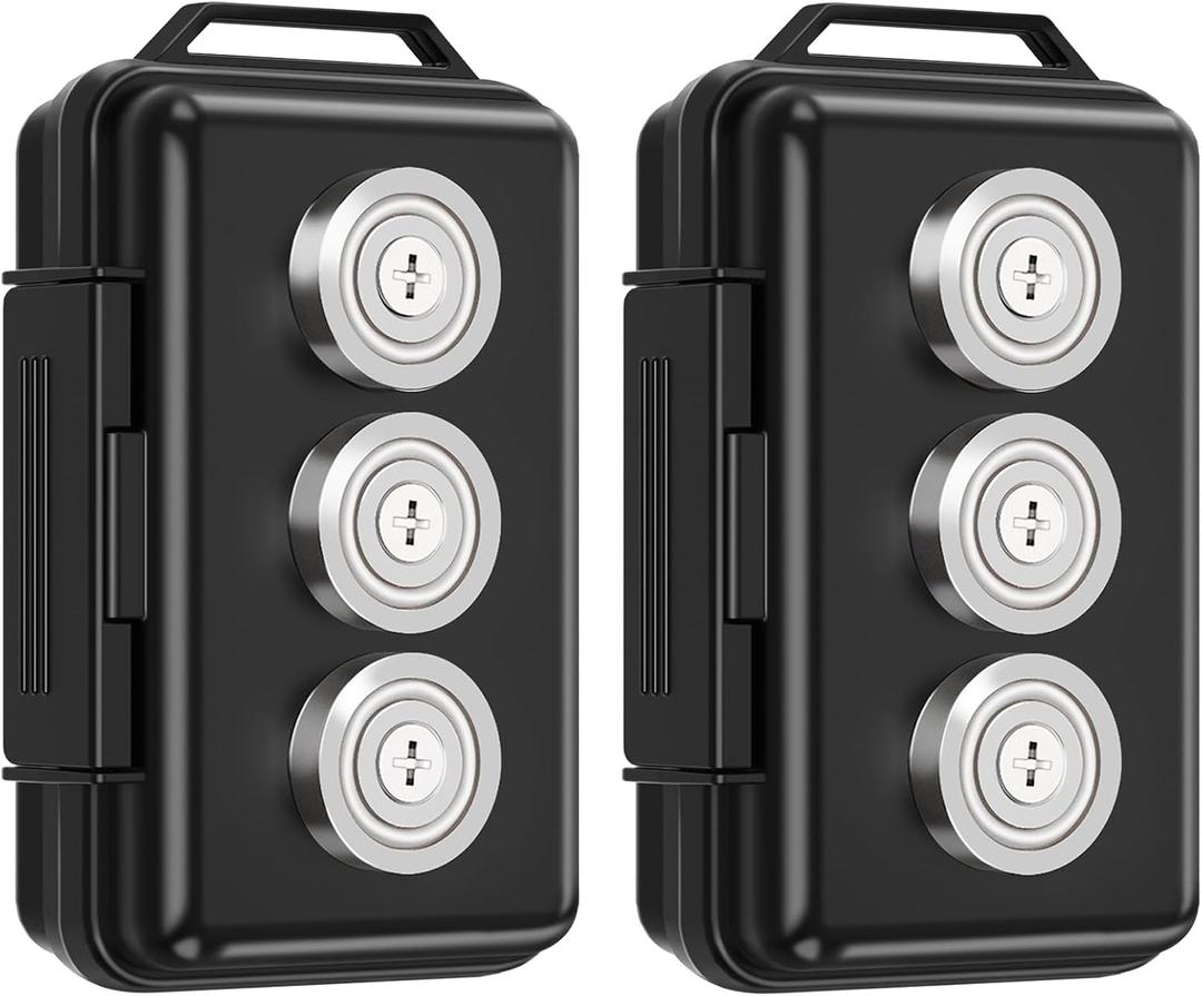 Upgraded Magnetic Key Holder for Car With Faraday Bag and Zone for Tracker - 2 Pcs Hide-a-Key Outside Waterproof Magnetic Storage Box